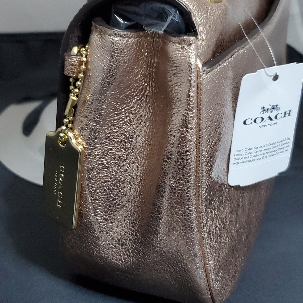 Coach Crinkle Metallic Cassidy Crossbody Rose Gold - Picture 3 of 7